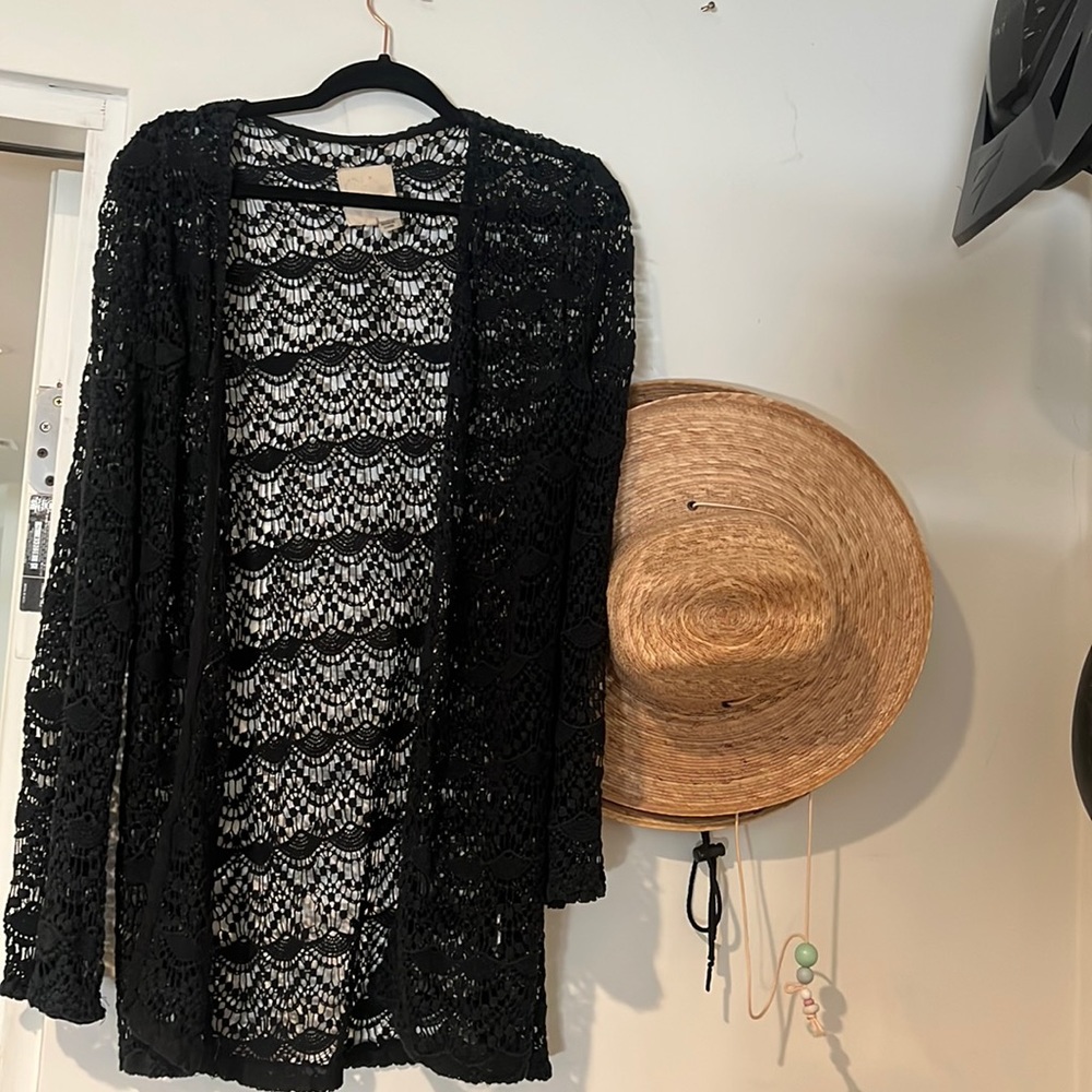 Black crochet cardigan by CHASOR